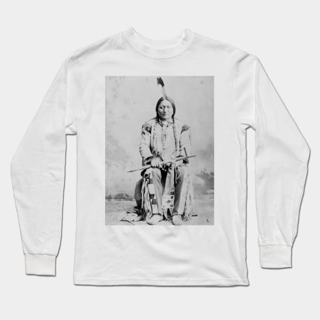 Vintage Chief Sitting Bull Native American Photograph Long Sleeve T-Shirt by pdpress